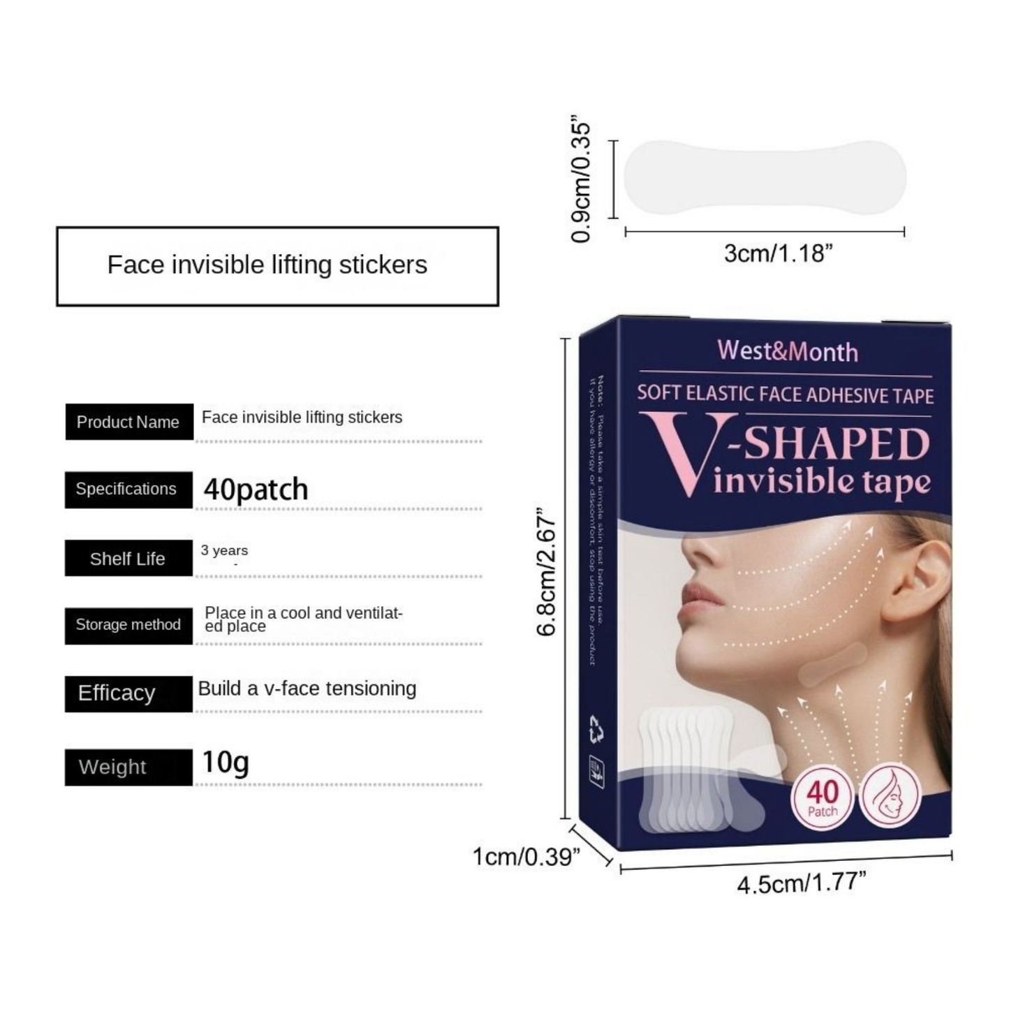 V-SHAPED Cintas de Lifting Facial (40 unidades)