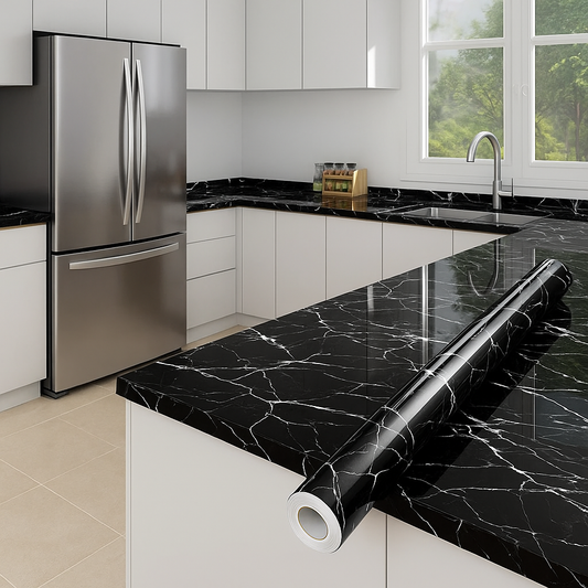 Mármolex: Adhesivo Mármol Negro Brillante (60x200cm)