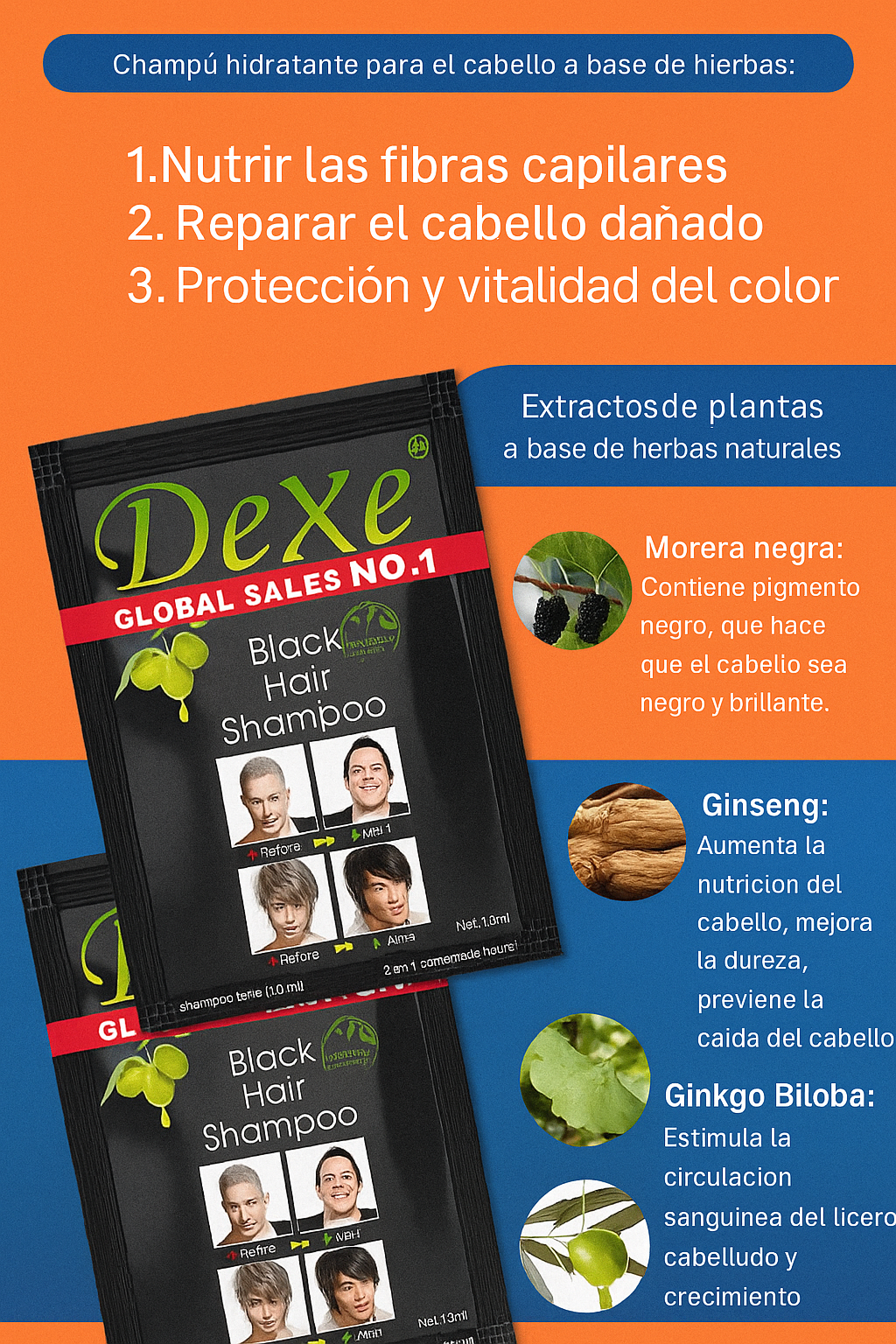 Dexe: Shampoo Cubre Canas Organico (10 UNIDADES)