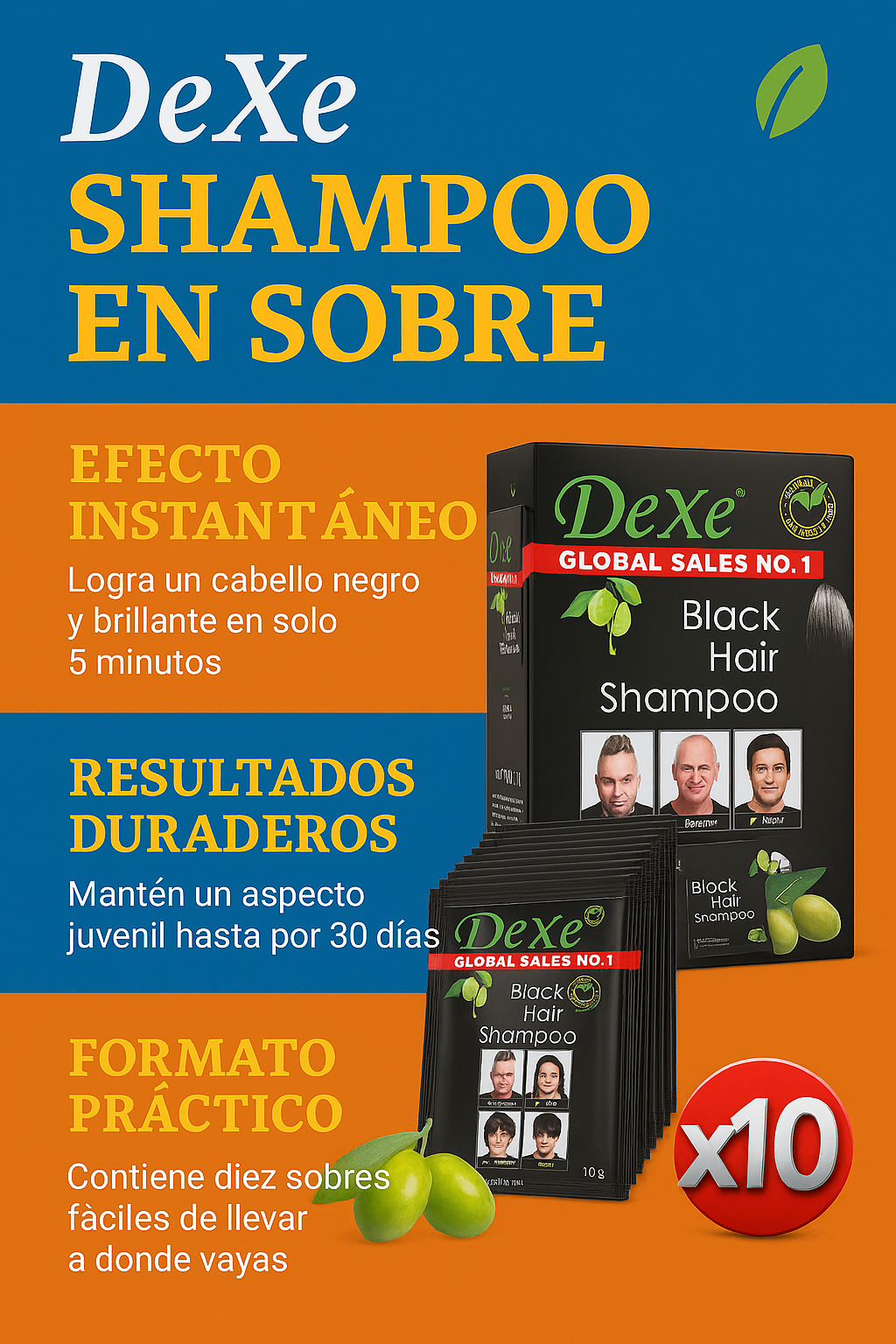 Dexe: Shampoo Cubre Canas Organico (10 UNIDADES)